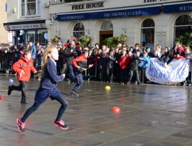 Pancake Race in Warwick Market Place