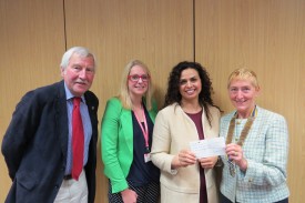 Pictured are Alan Bailey, Katherine Golden and Parneet Kang from PaYP, and Rotary President Jackie Crampton